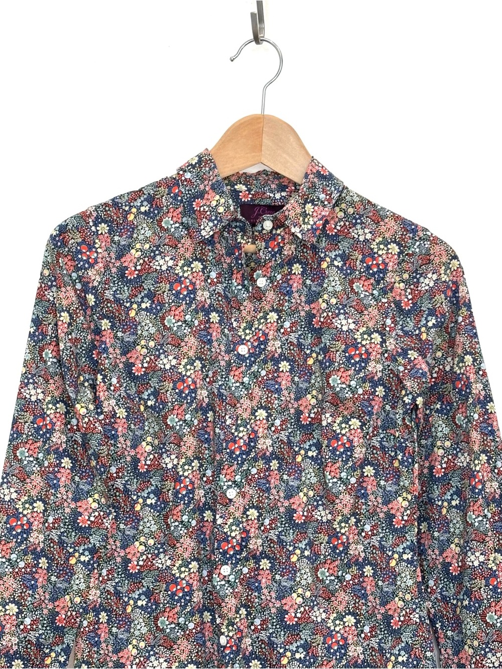 J. Crew Liberty London Perfect Shirt Elderberry Floral Size 2 Cottagecore Preppy - Picture 8 of 15